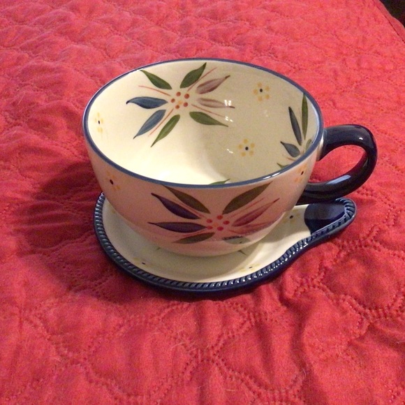 Set of 2 Mug-a-Bowls with Lids Floral Ceramic - Picture 3 of 3